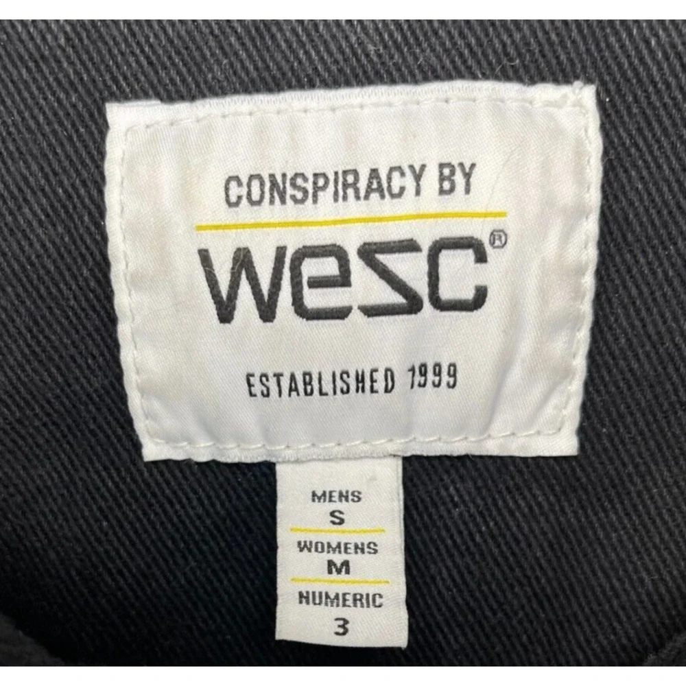 Conspiracy by WeSC Trucker Jacket Mens S Womens M Black Hardcore‎ Happiness